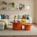 Tavolini estraibili effetto laccato rotondi Ø70 e Ø50 cm stile retrò - Set da 2
