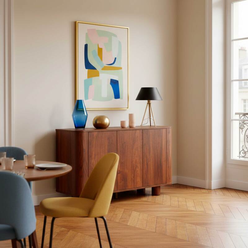 Buffet effetto legno 3 ante 120 cm stile scandinavo