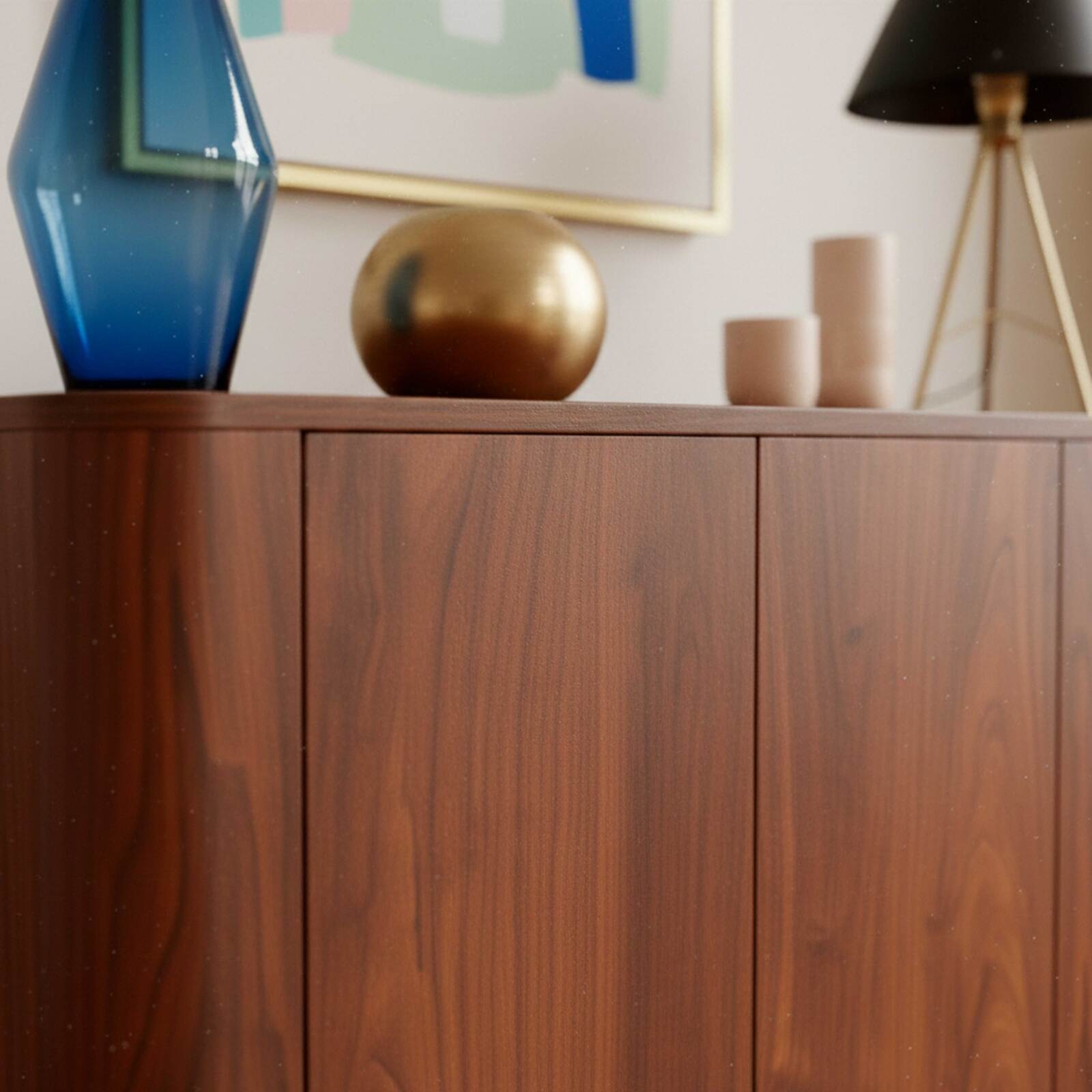 Buffet effetto legno 3 ante 120 cm stile scandinavo