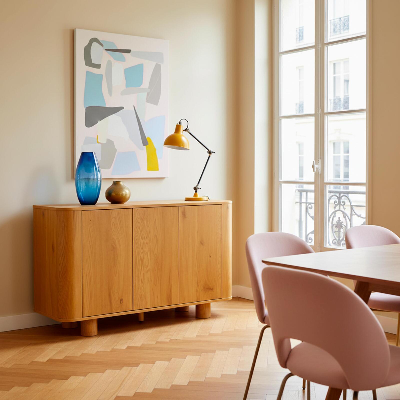 Buffet effetto legno 3 ante 120 cm stile scandinavo