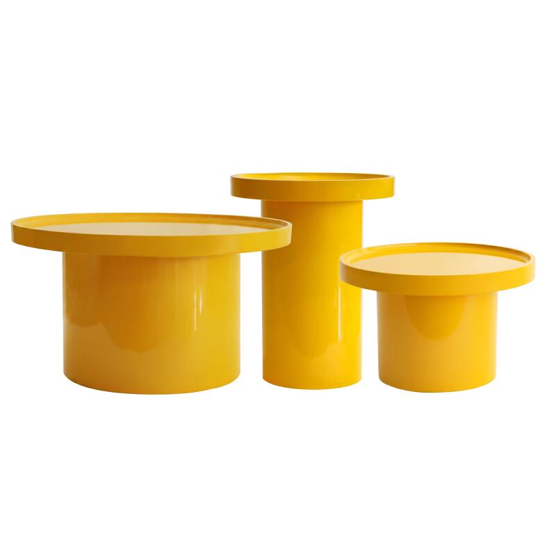 Tavolini estraibili effetto laccato rotondi Ø70, Ø50 e Ø40 cm stile retrò - Set da 3