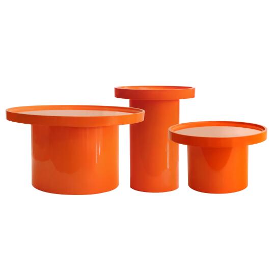 Tavolini estraibili effetto laccato rotondi Ø70, Ø50 e Ø40 cm stile retrò - Set da 3