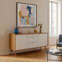 Buffet effetto legno chiaro 2 ante 3 cassetti 150 cm stile scandinavo