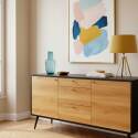 Buffet effetto legno chiaro 2 ante 3 cassetti 150 cm stile scandinavo