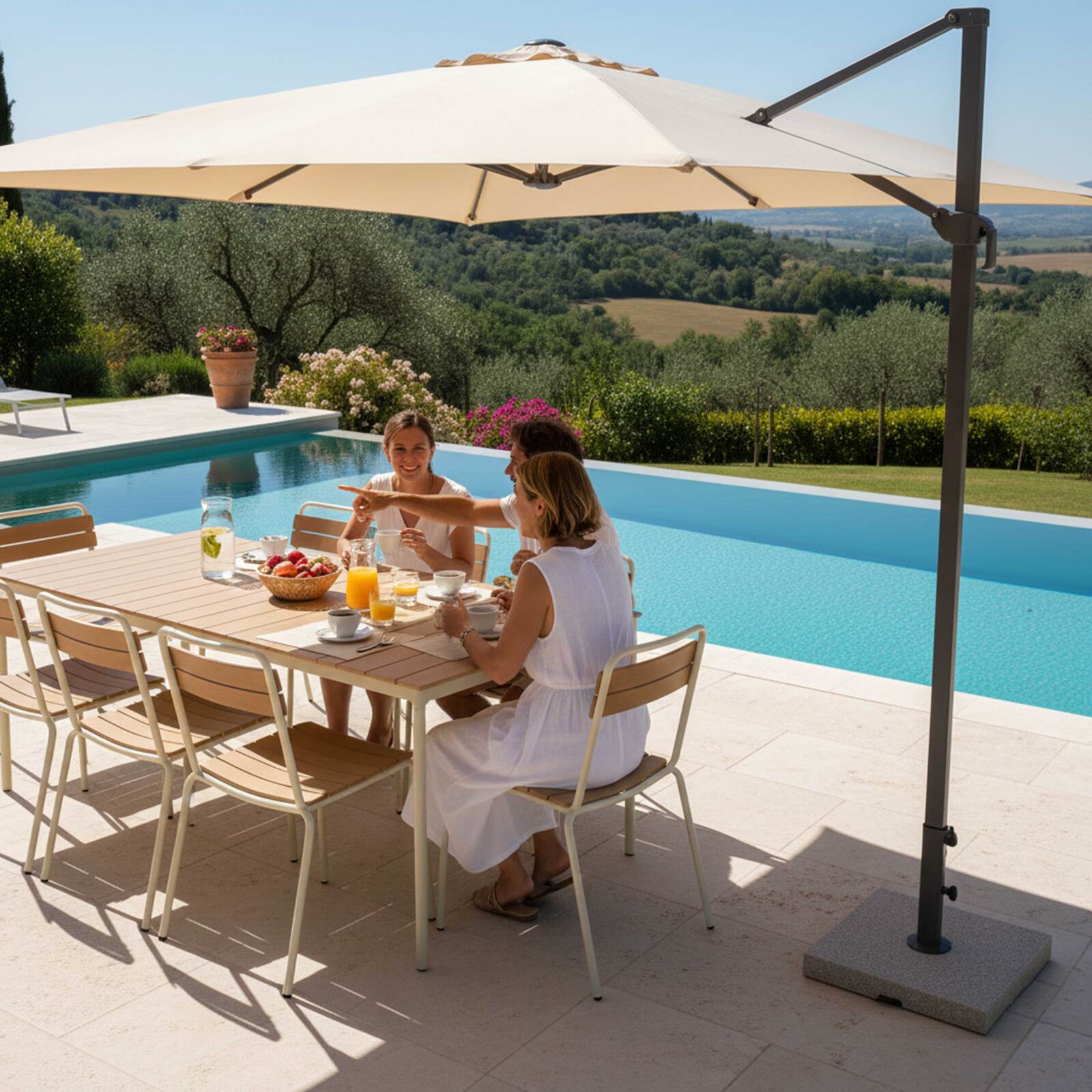 Tavolo da giardino effetto legno in metallo y polywood 180x90 cm e 8 sedie