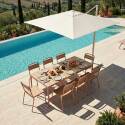 Tavolo da giardino effetto legno in metallo y polywood 180x90 cm e 8 sedie - Lifestyle