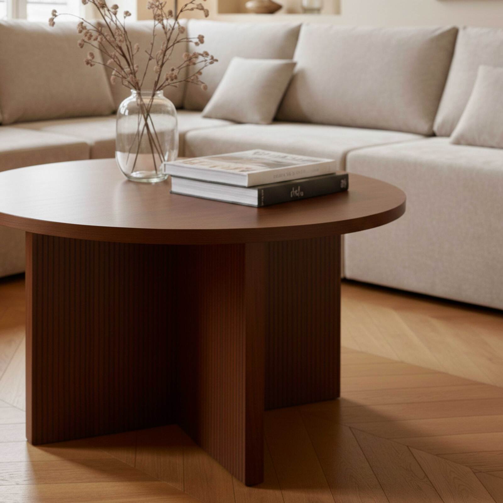 Tavolino da salotto effetto legno rotondo  Ø80 x 45 cm