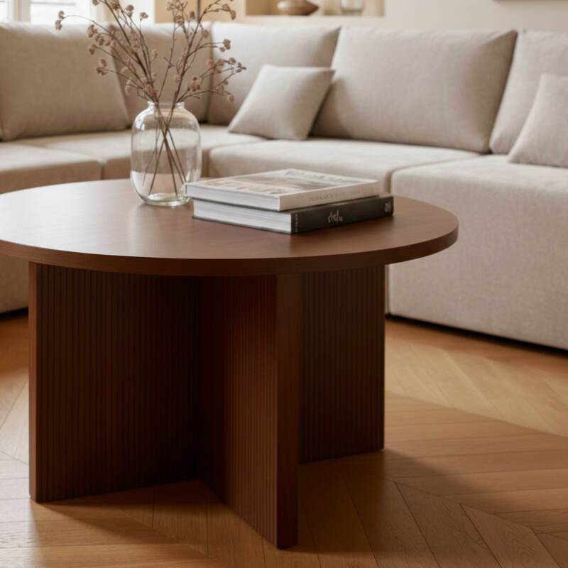 Tavolino da salotto effetto legno rotondo  Ø80 x 45 cm (5/6)