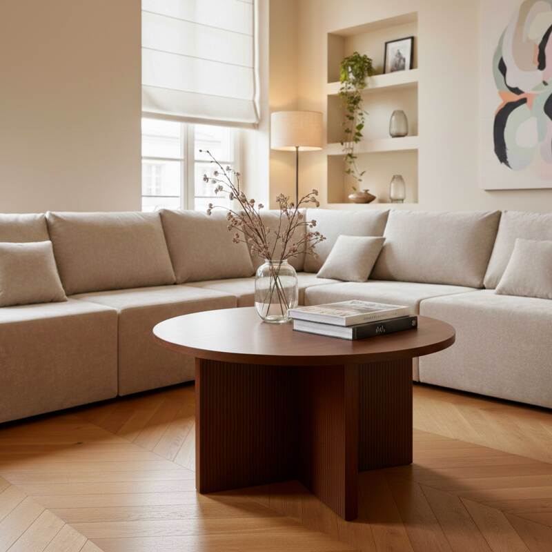 Tavolino da salotto effetto legno rotondo  Ø80 x 45 cm (2/6)