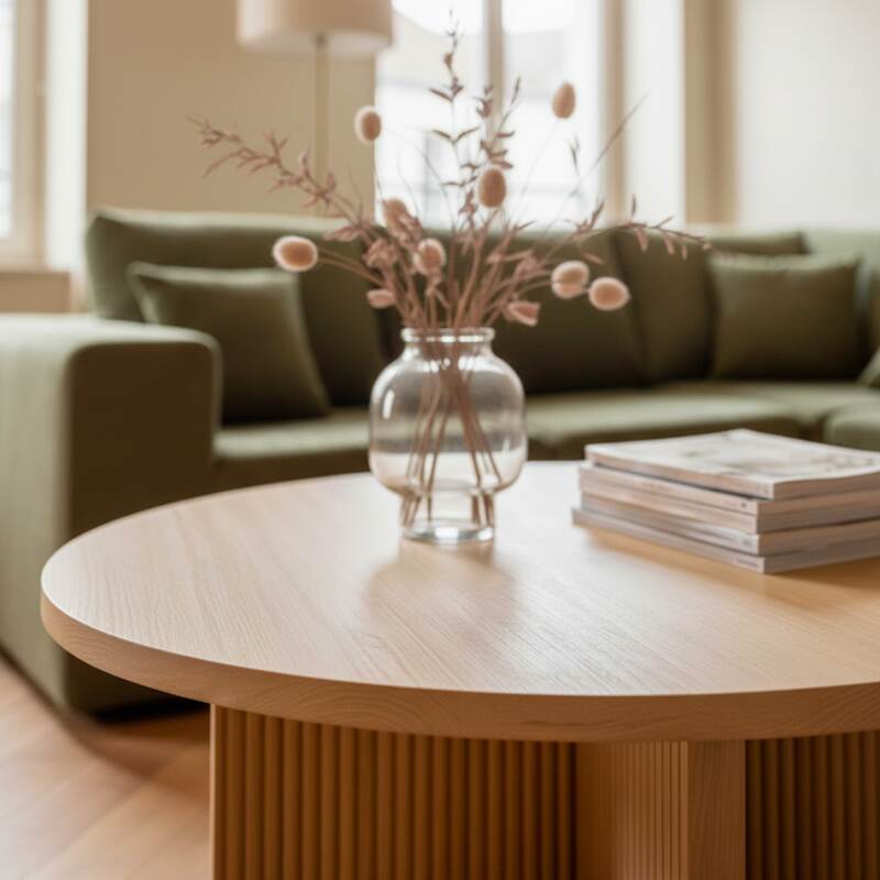 Tavolino da salotto effetto legno rotondo  Ø80 x 45 cm (6/8)