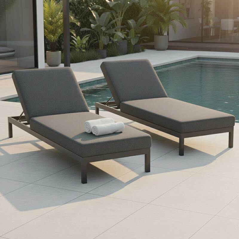 Sdraio da giardino in alluminio reclinabili 5 posizioni con cuscino - Set di 2