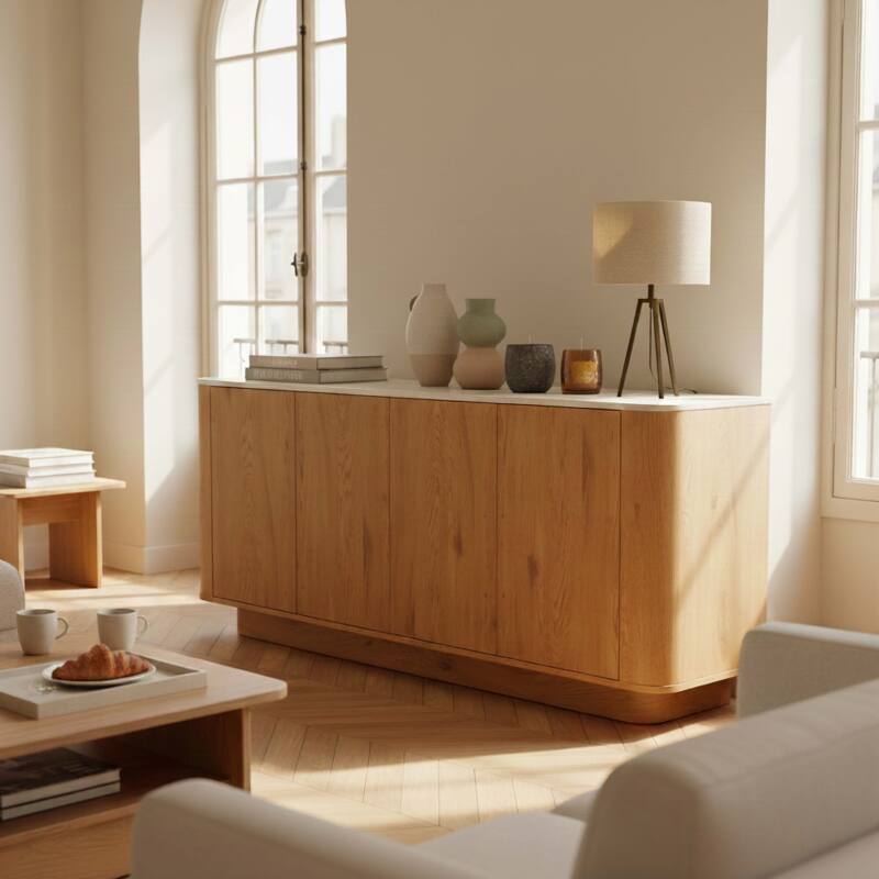 Buffet effetto legno FSC® 4 ante 180 cm stile scandinavo - Lifestyle