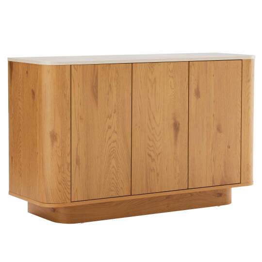 Buffet effetto legno FSC® 3 ante 120 cm stile scandinavo | Oviala