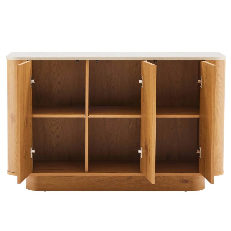 Buffet effetto legno FSC® 3 ante 120 cm stile scandinavo (3/7)