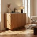 Buffet effetto legno FSC® 3 ante 120 cm stile scandinavo