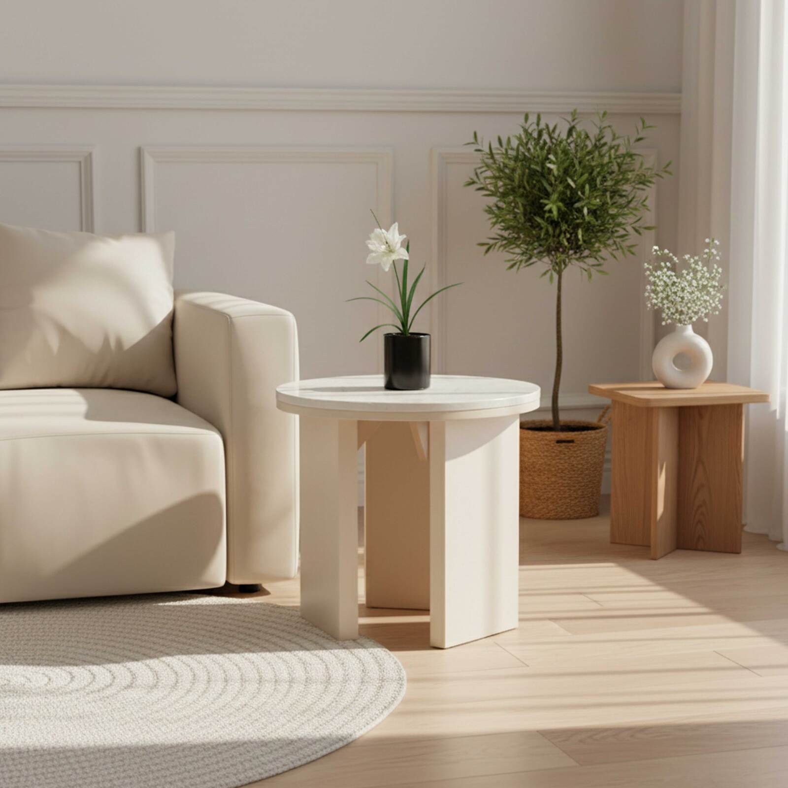 Tavolino da salotto FSC® rotondo Ø50 cm