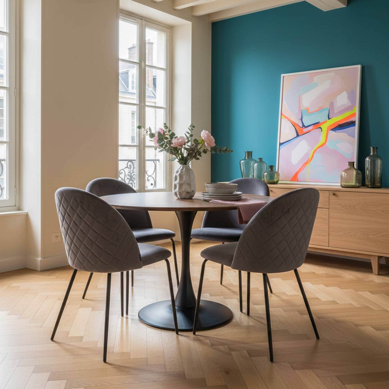 Sedie in velluto e metallo - Set di 4