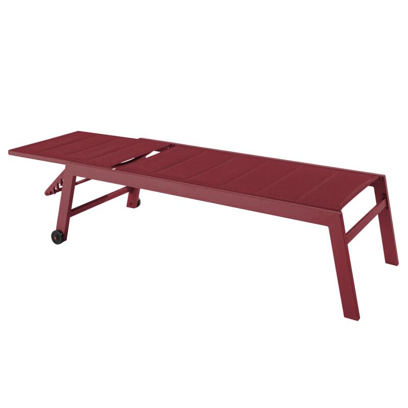 Sdraio da giardino in alluminio e textilene reclinabili in 5 posizioni con ruote - Set di 2 (2/6)