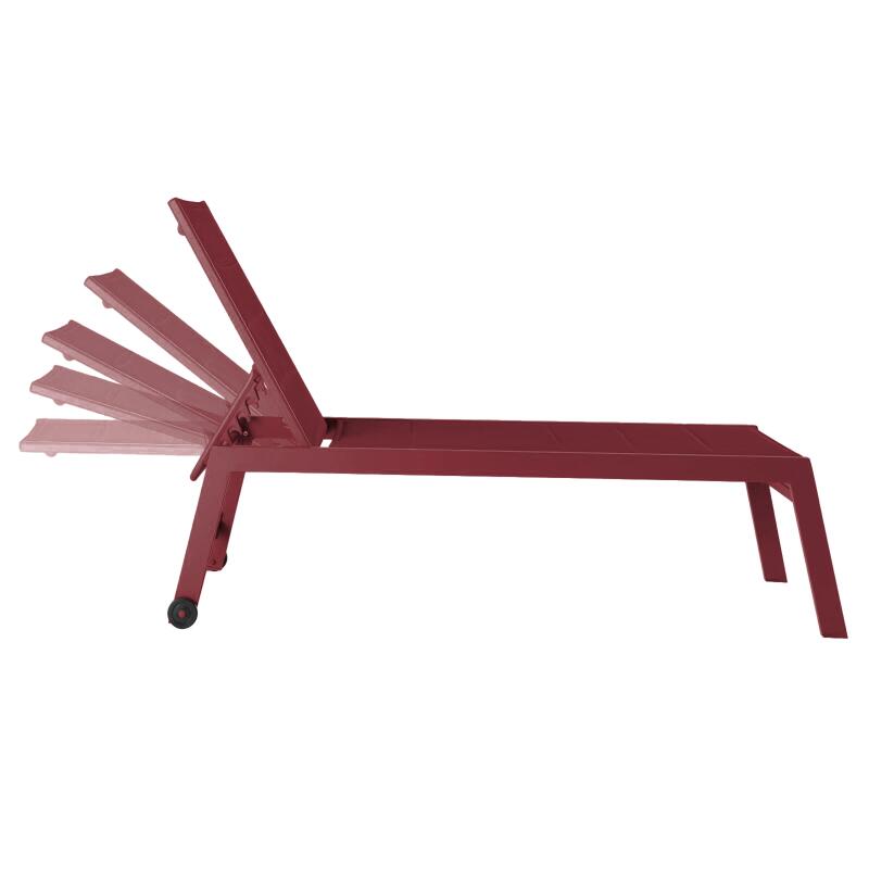 Sdraio da giardino in alluminio e textilene reclinabili in 5 posizioni con ruote - Set di 2 (3/6)