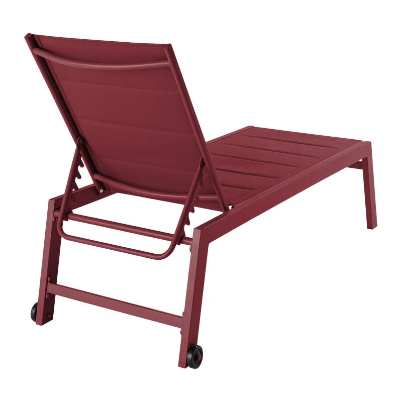 Sdraio da giardino in alluminio e textilene reclinabili in 5 posizioni con ruote - Set di 2 (4/6)