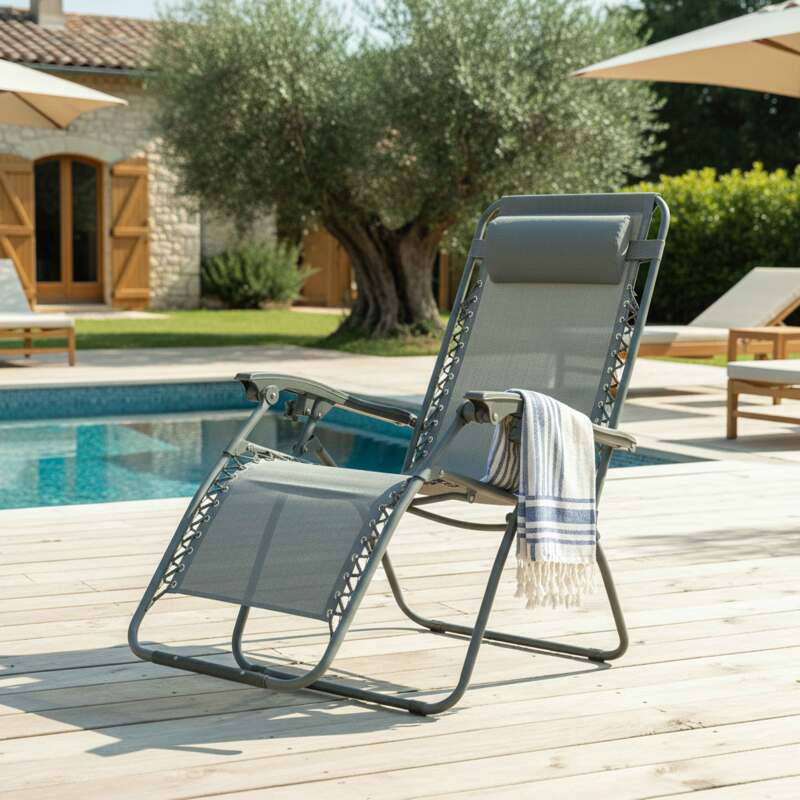 Poltrona relax da giardino in metallo e textilene reclinabile - Lifestyle