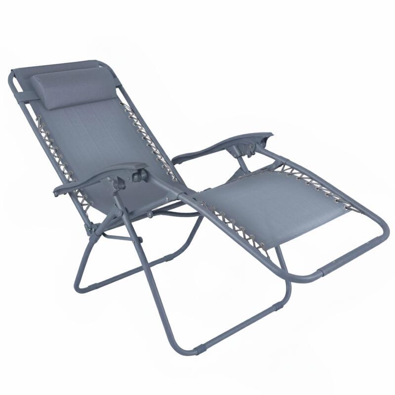 Poltrona relax da giardino in metallo e textilene reclinabili - Set di 2 (3/6)