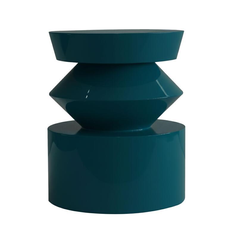 Tavolino da salotto effetto laccato rotondo Ø40 cm stile retrò (3/4)