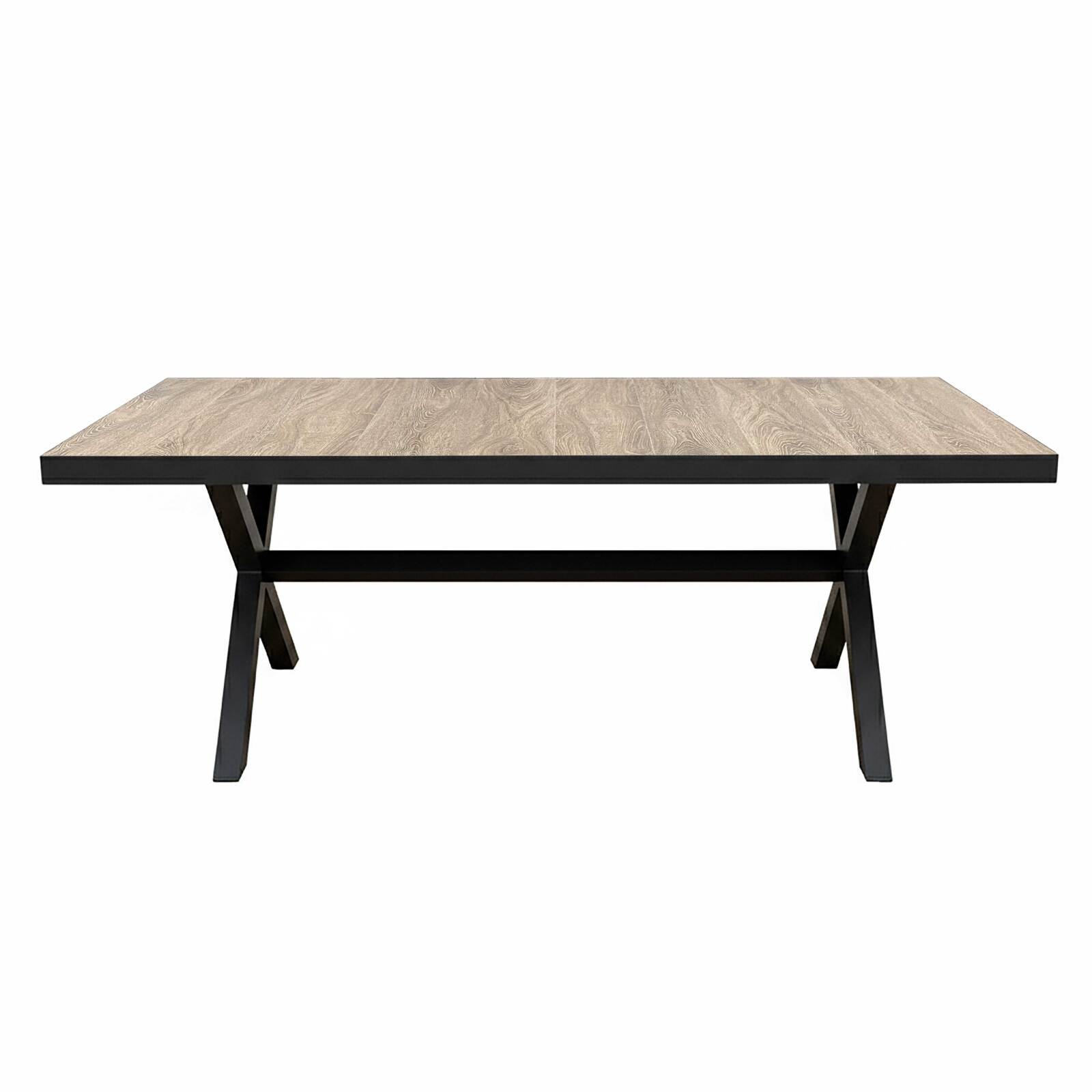 Tavolo da giardino in alluminio e ceramica effetto legno per 8 persone 201x100 cm