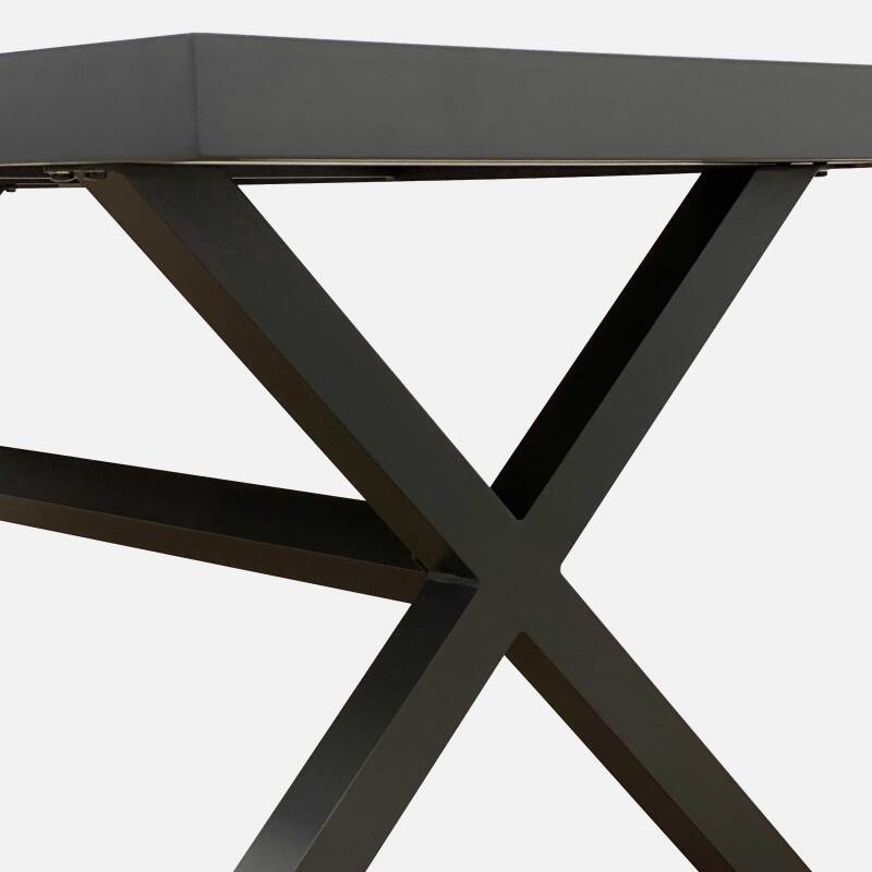 Tavolo da giardino in alluminio e ceramica effetto legno per 8 persone 201x100 cm (3/8)