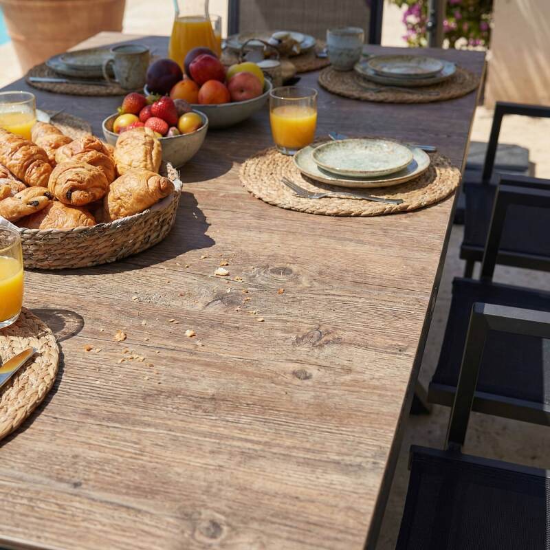 Tavolo da giardino in alluminio e ceramica effetto legno per 8 persone 201x100 cm (6/8)