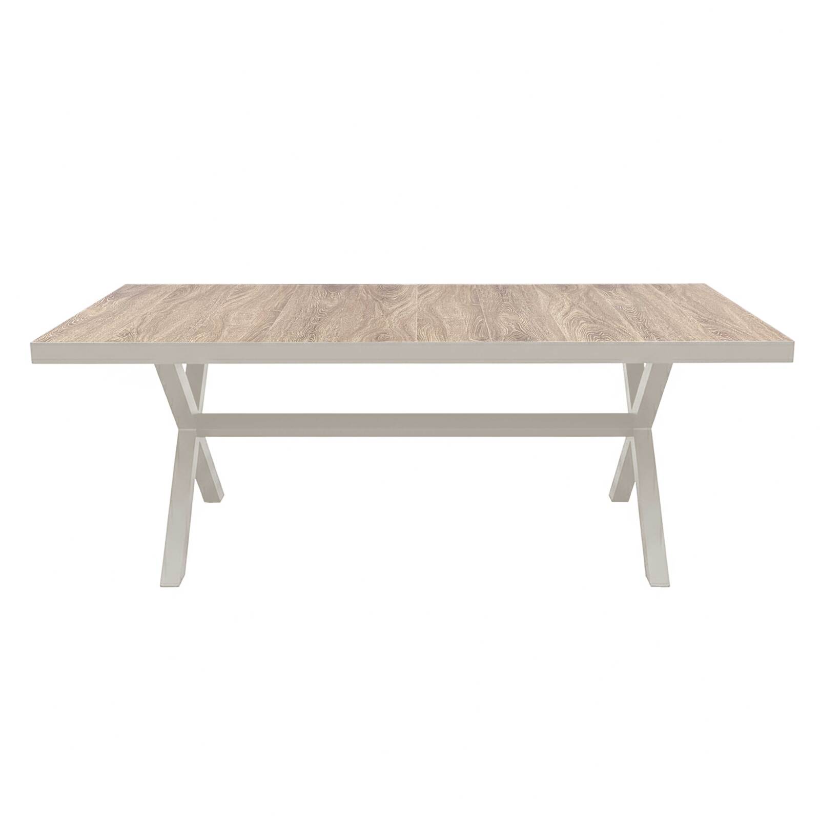 Tavolo da giardino in alluminio e ceramica effetto legno per 8 persone 201x100 cm