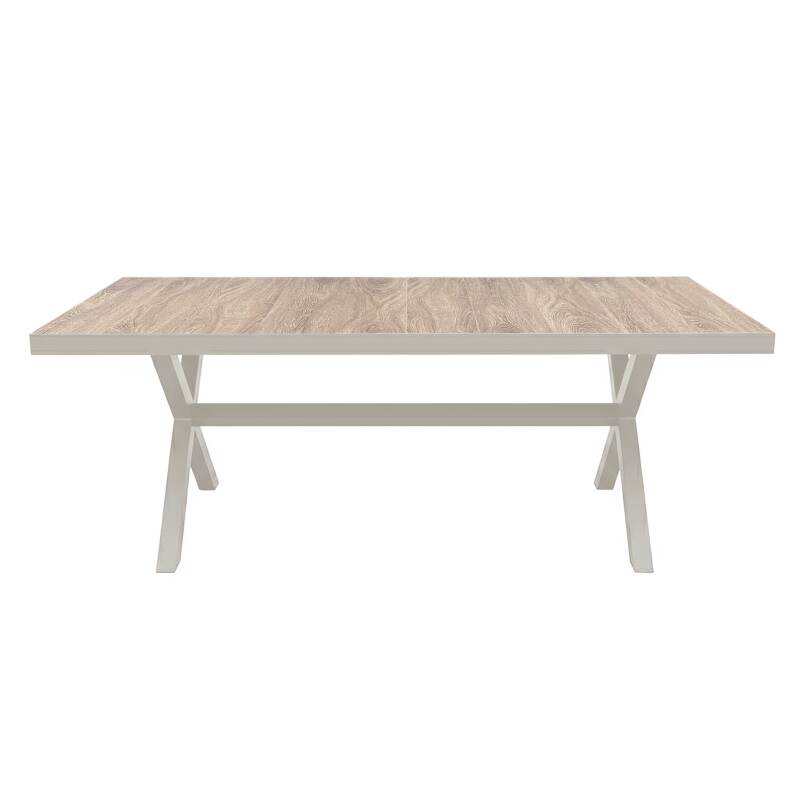 Tavolo da giardino in alluminio e ceramica effetto legno per 8 persone 201x100 cm