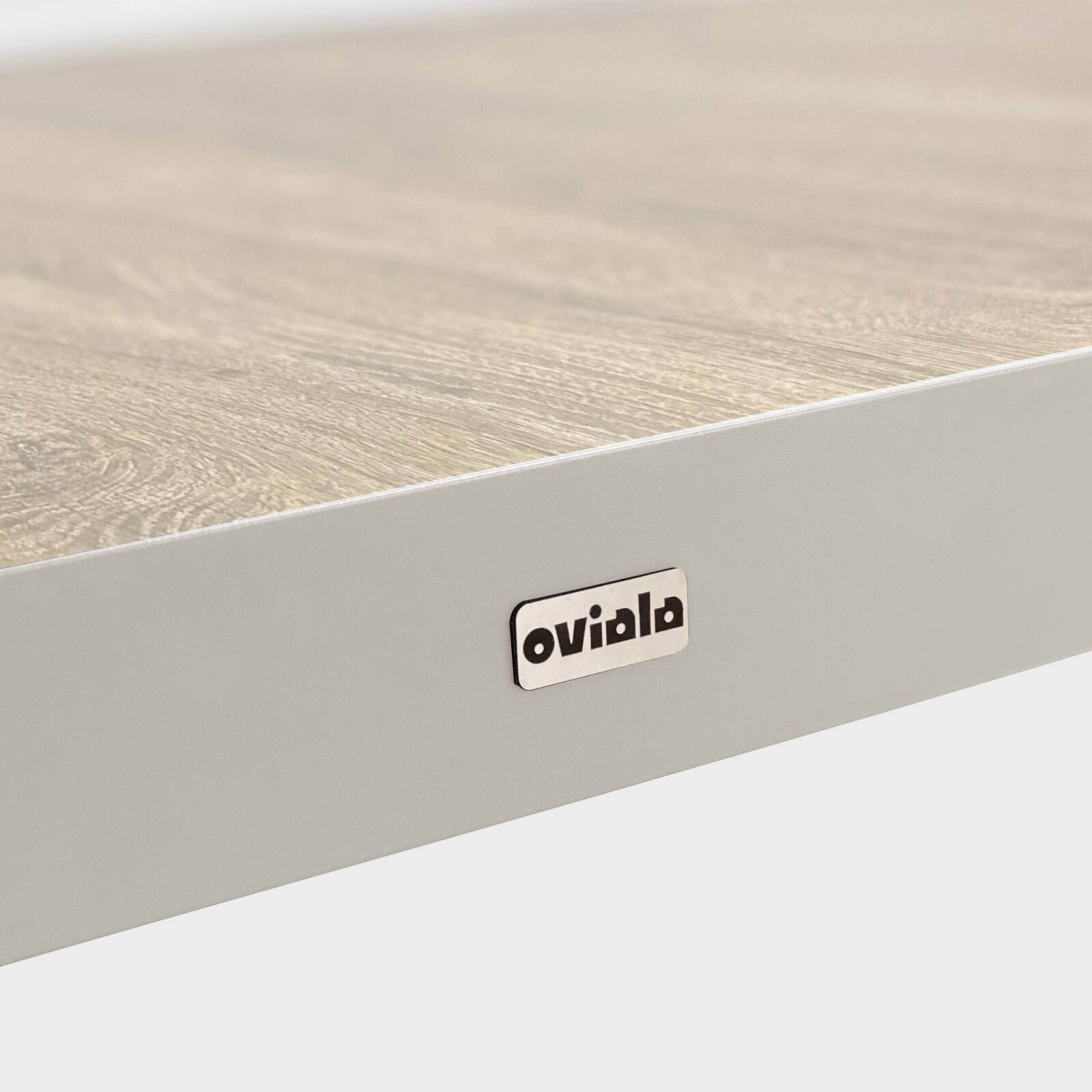 Tavolo da giardino in alluminio e ceramica effetto legno per 8 persone 201x100 cm