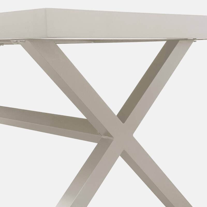 Tavolo da giardino in alluminio e ceramica effetto legno per 8 persone 201x100 cm (3/8)