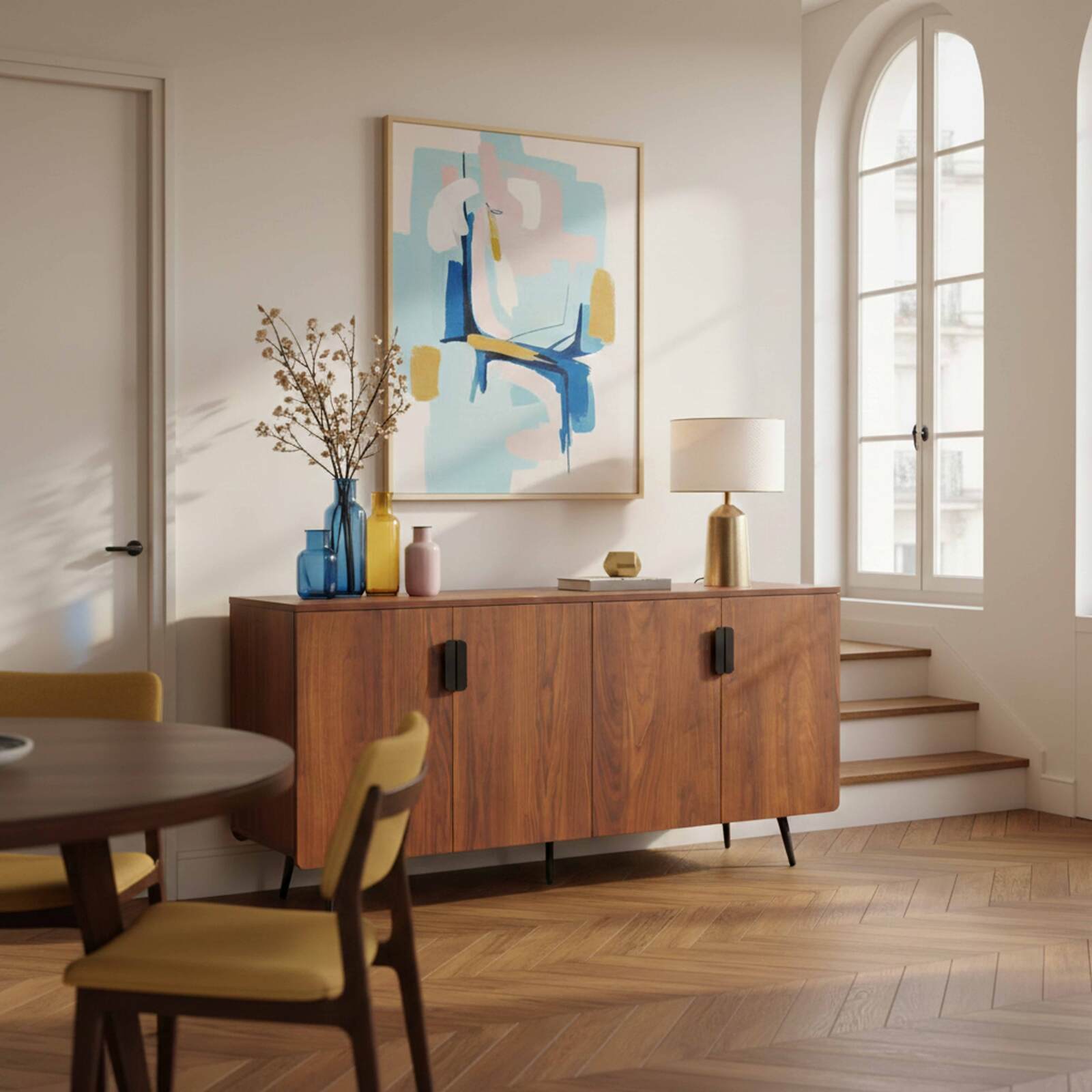 Buffet effetto legno 4 ante 160 cm