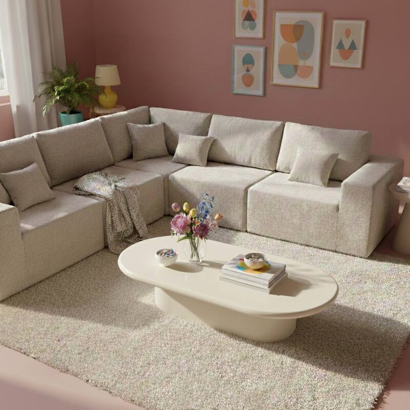 Tavolino da salotto effetto laccato ovale 100x70 cm stile retrò