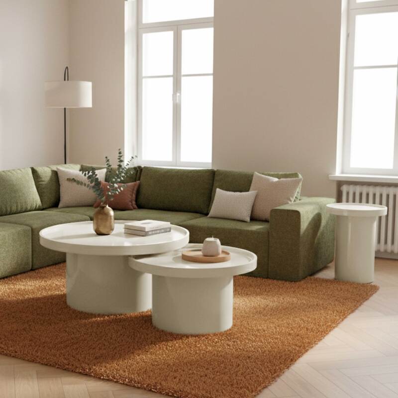 Tavolini estraibili effetto laccato rotondi Ø70, Ø50 e Ø40 cm stile retrò - Per 3