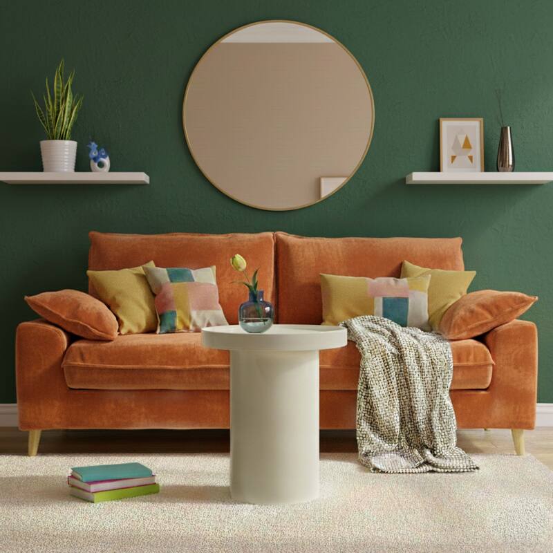 Tavolino da salotto effetto laccato rotondo Ø40 cm stile retrò