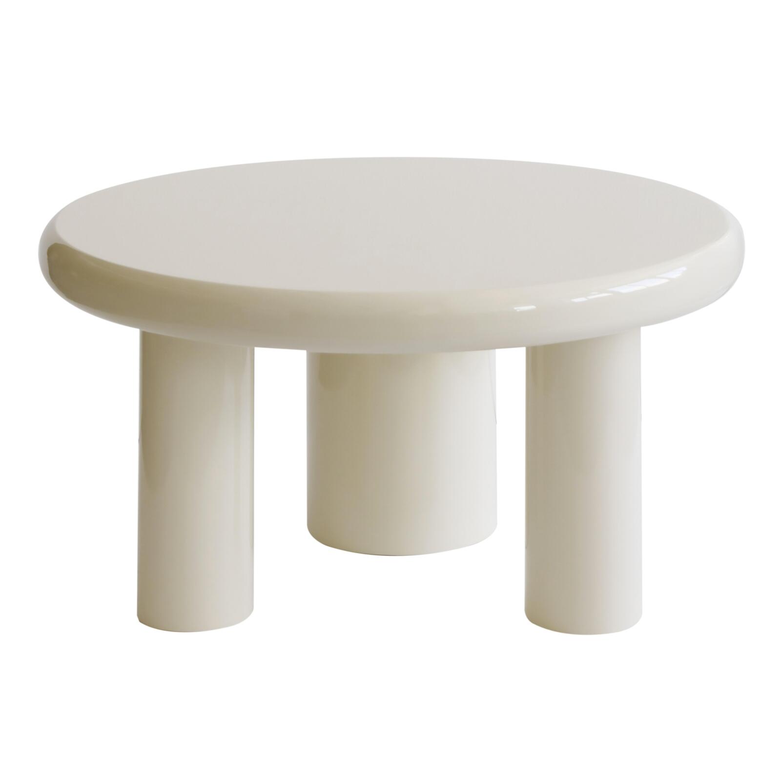 Tavolino da salotto effetto laccato rotondo Ø70 cm stile retrò