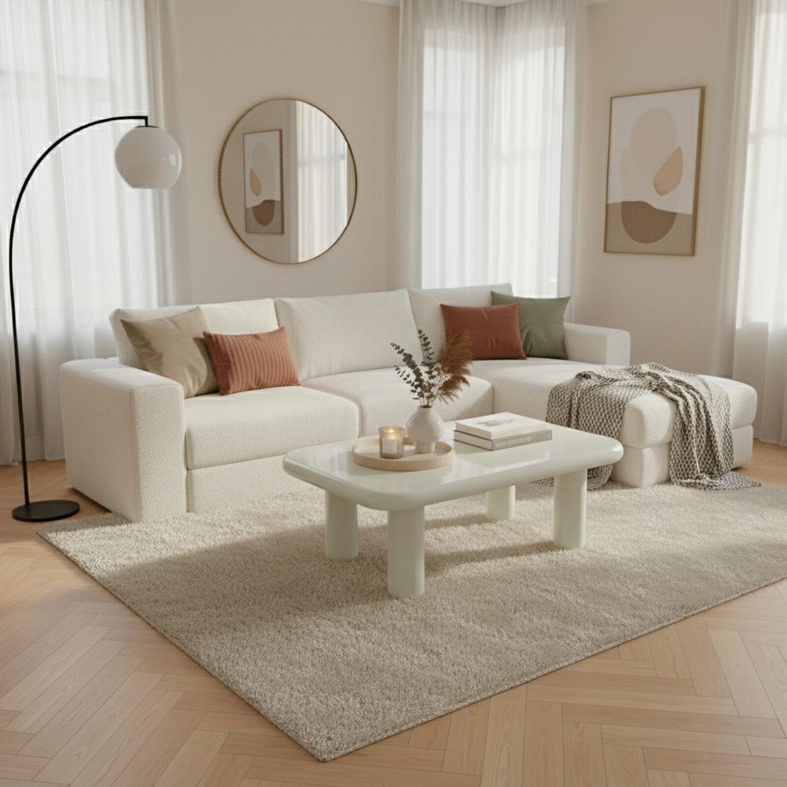 Tavolino da salotto effetto laccato rettangolare 100x60 cm stile retrò