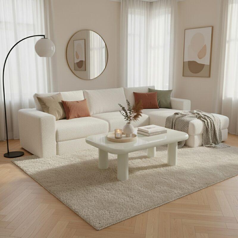 Tavolino da salotto effetto laccato rettangolare 100x60 cm stile retrò