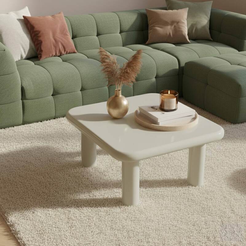 Tavolino da salotto effetto laccato quadrata 75x75 cm stile retrò