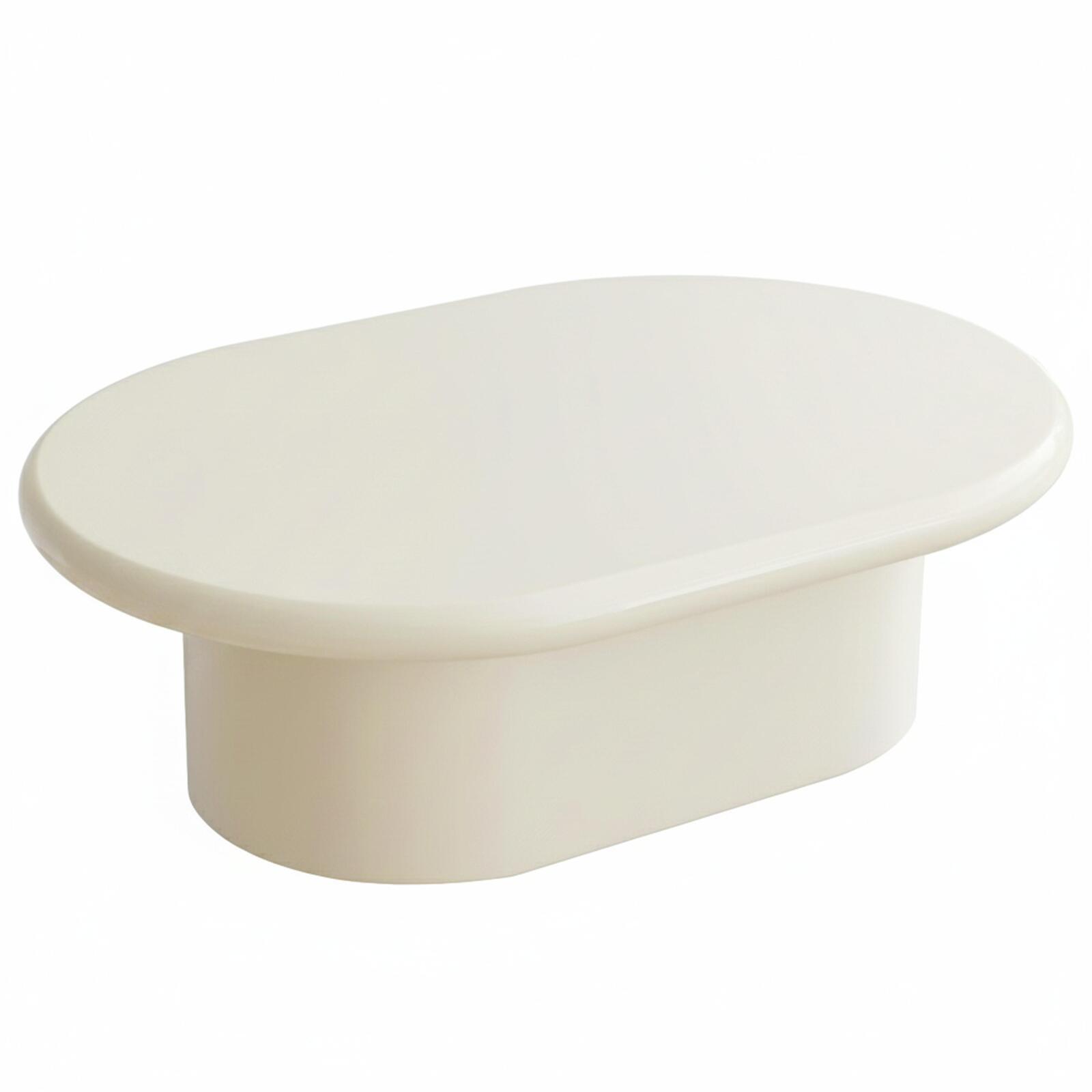 Tavolino da salotto effetto laccato ovale 100x70 cm stile retrò