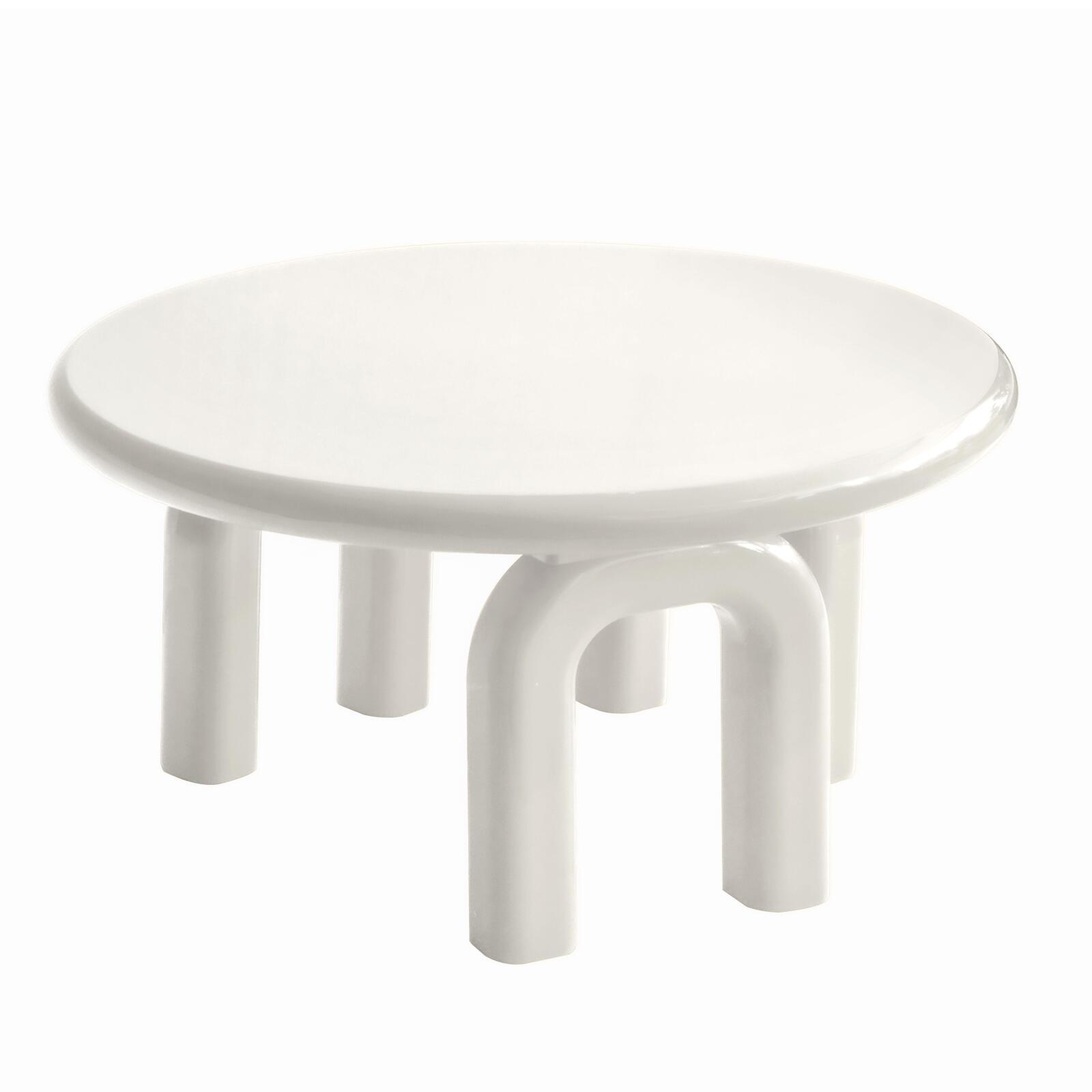 Tavolino da salotto effetto laccato rotondo Ø80 cm stile retrò