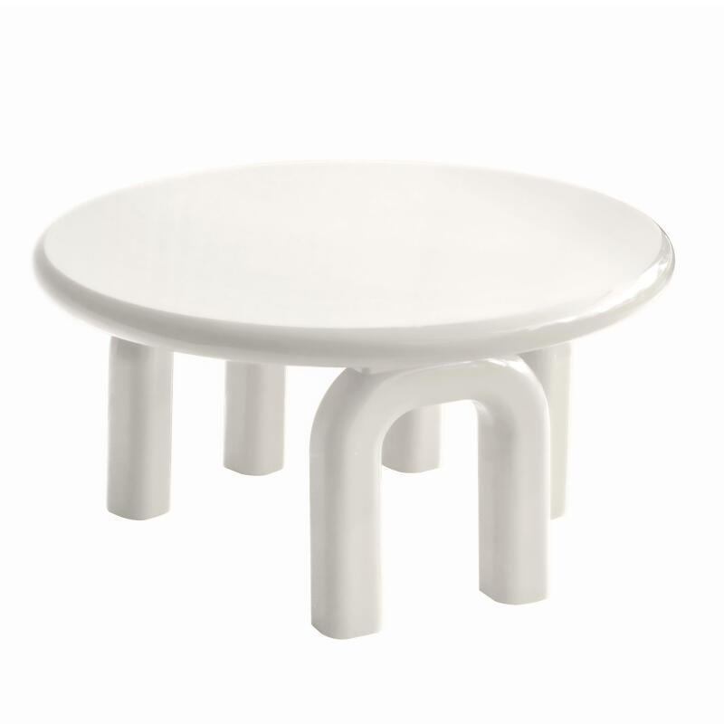 Tavolino da salotto effetto laccato rotondo Ø80 cm stile retrò