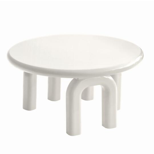 Tavolino da salotto effetto laccato rotondo Ø80 cm stile retrò