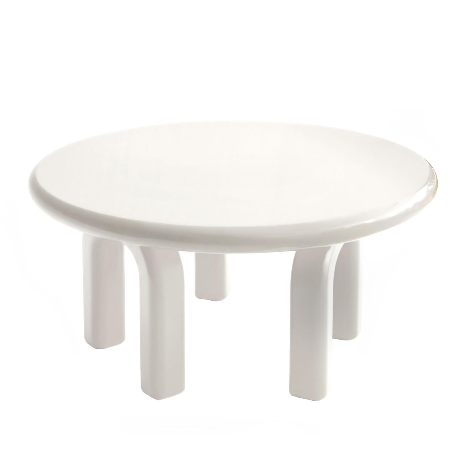 Tavolino da salotto effetto laccato rotondo Ø80 cm stile retrò