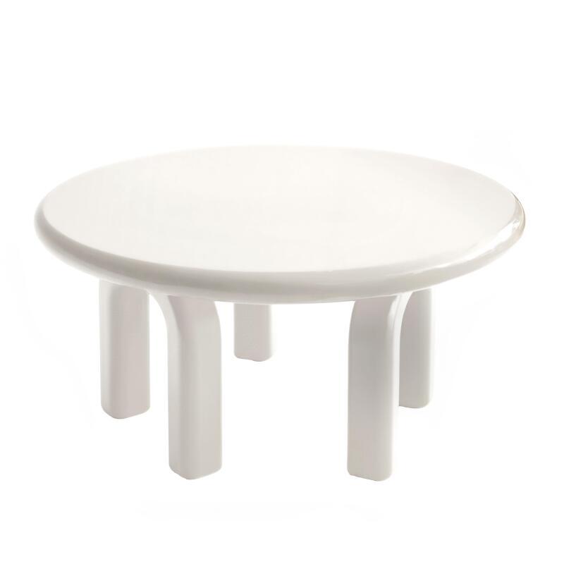 Tavolino da salotto effetto laccato rotondo Ø80 cm stile retrò (3/4)