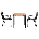 Tavolo da giardino bistrot quadrato in metallo e polywood 70x70 cm e 2 sedie con braccioli