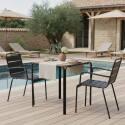 Tavolo da giardino bistrot quadrato in metallo e polywood 70x70 cm e 2 sedie con braccioli